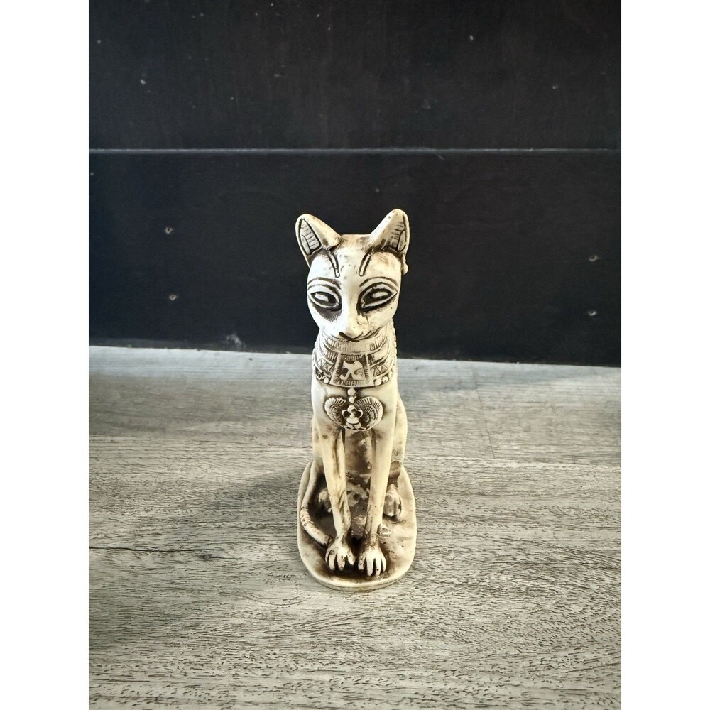 Egyptian Cat Goddess Ceramic Figurine Made in Egypt Stone 4.75”